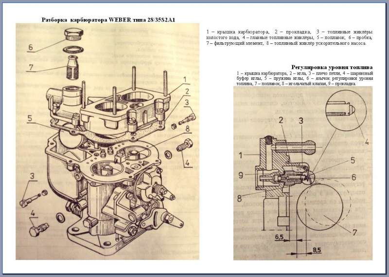 Вебер карбюратор схема