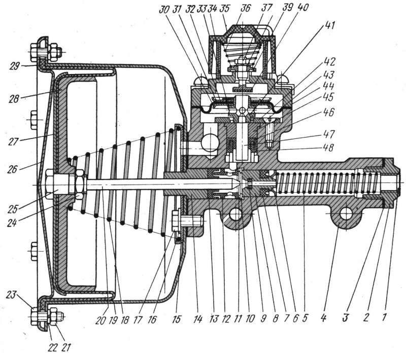 Схема гидровакуумного усилителя тормозов